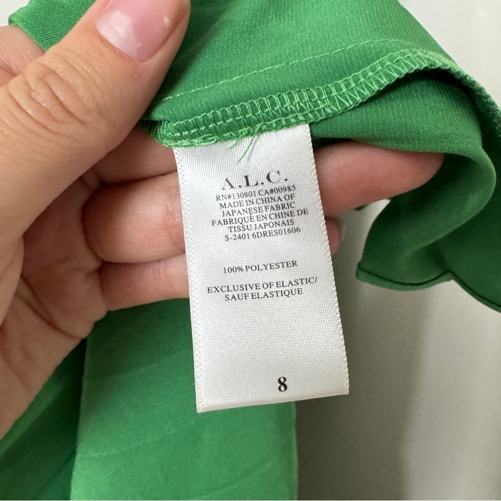ALC Halter Neck Dress Size 8 Green Pleated - Picture 8 of 9